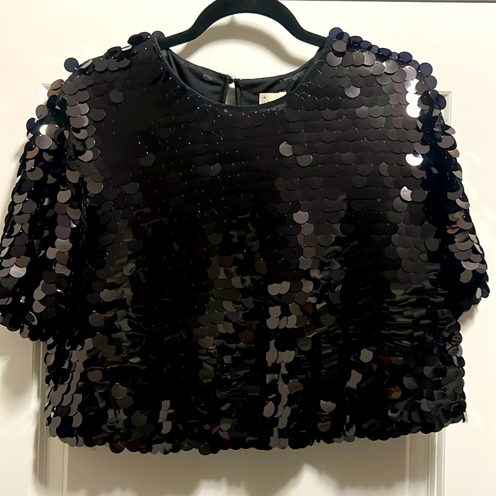 NWT A New Day black sequin crop top